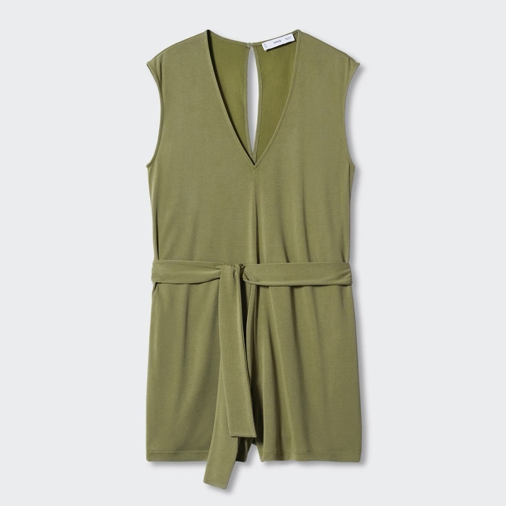 Mango Khaki jumpsuit with tie NWT - Picture 2 of 4